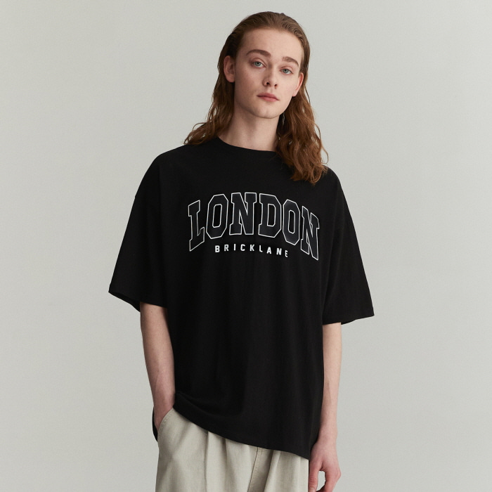 [친환경 오가닉 100%]오가닉 코튼 런던 브릭 레인 숏 슬리브 티셔츠 블랙 COOSTS220BLACK