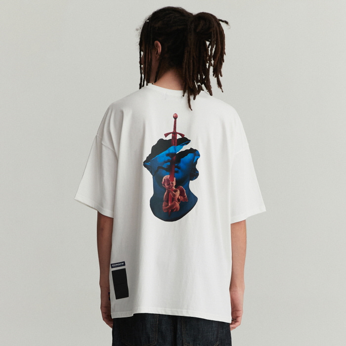 [REGINAKIM X SECONDMONO]FOR CHILDREN 오가닉 오버 핏 숏 슬리브 그래픽 티셔츠 화이트 COOSTS225WHITE